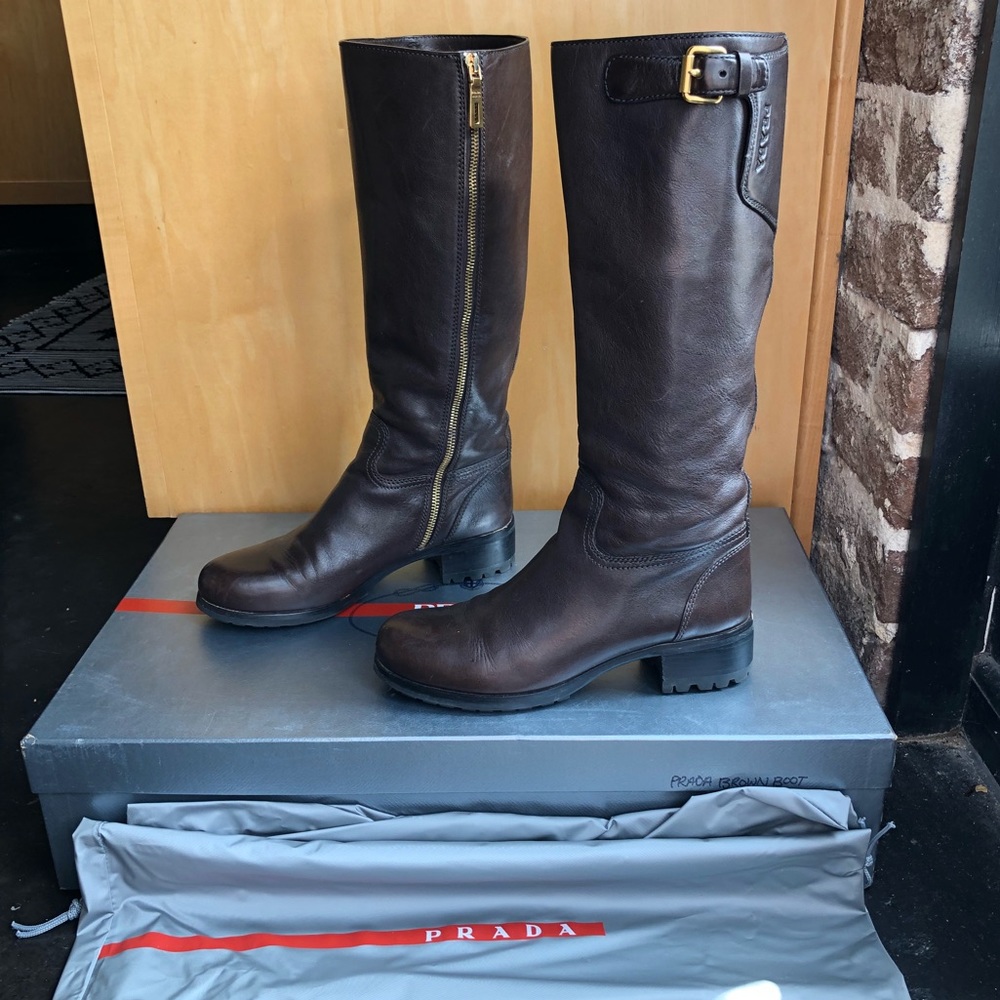 Authentic Prada riding leather boots
